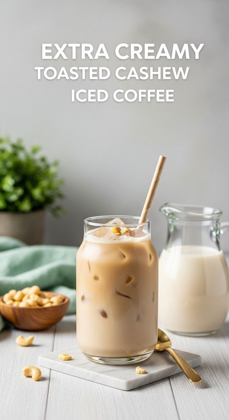 7 Low Calorie Iced Coffee Recipes That Taste Amazing 12 Creamy toasted cashew iced coffee on natural wood, with raw cashews and cashew milk pitcher. Smooth, rich recipe.