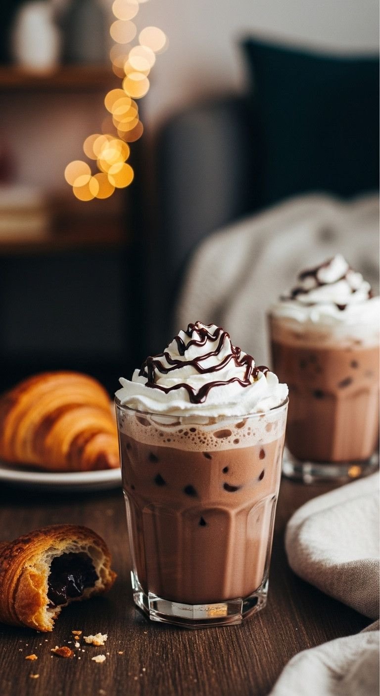 13 Genius Ninja Coffee Recipes For Hot Cold Brew And Tea 5 Decadent iced mocha latte with whipped cream, chocolate drizzle, ice on dark wooden table. Cozy coffee drink recipe.