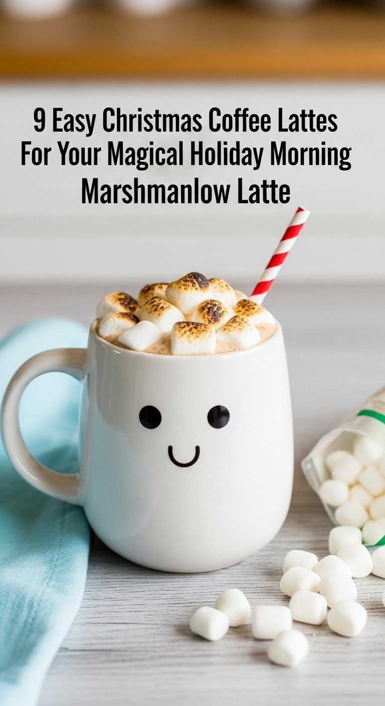 Fun Toasted Marshmallow Latte in a sturdy mug with golden-brown marshmallows on a light wooden table in a brightly lit kitchen