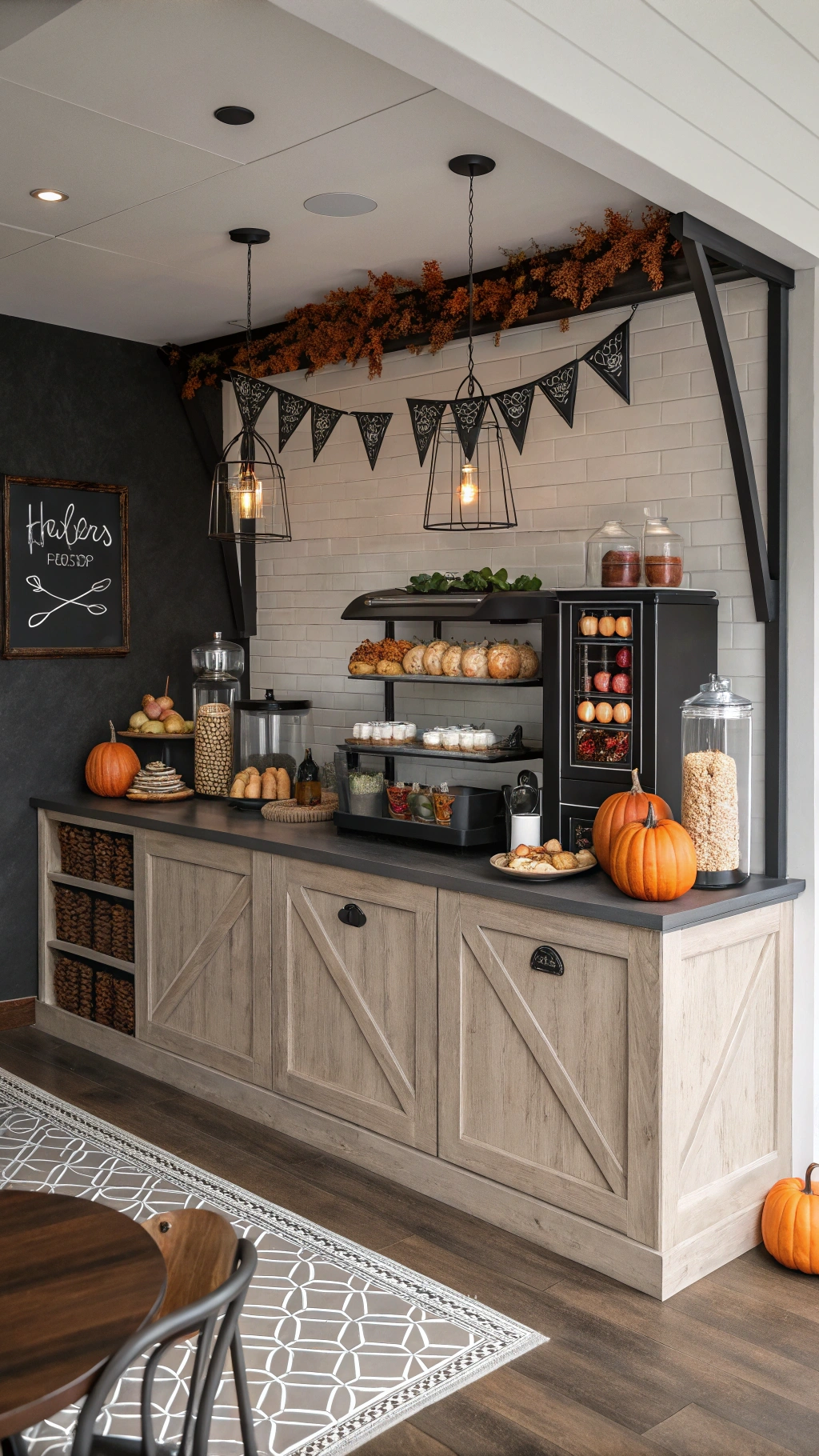 Hocus Pocus inspired Halloween coffee nook with Sanderson Sisters mug black cat figurine Dead Man's Toe canister and candles