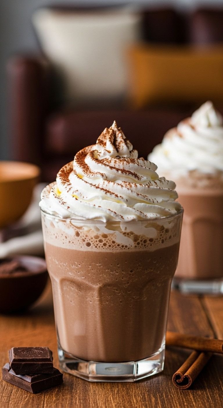 9 Delicious Diabetic Iced Coffee Recipes To Make At Home 3 Indulgent keto mocha frappe, sugar-free whipped cream, cocoa dust, dark chocolate square, cinnamon stick on rustic wood.
