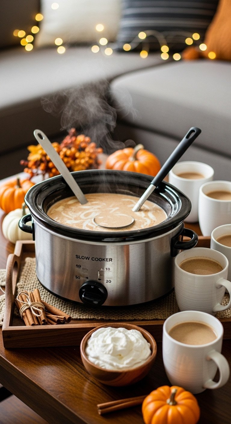 7 Genius Pumpkin Coffee Drinks To Make At Home 13 Professional hyperrealistic homemade pumpkin spice latte in a ceramic mug with whipped cream and cinnamon on a rustic wooden table.