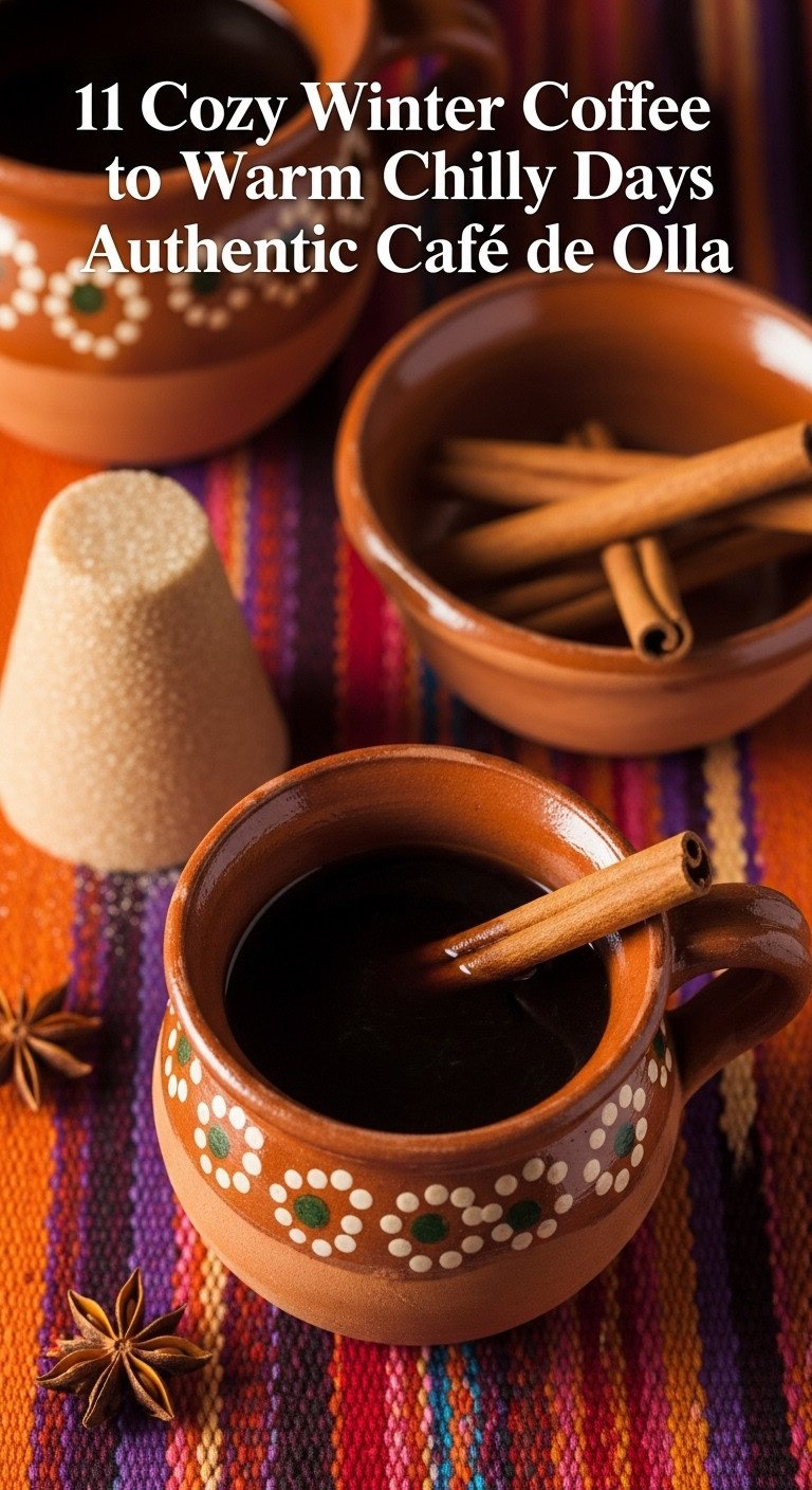 Steaming Café de Olla in a traditional clay mug with cinnamon stick on a vibrant textile surface