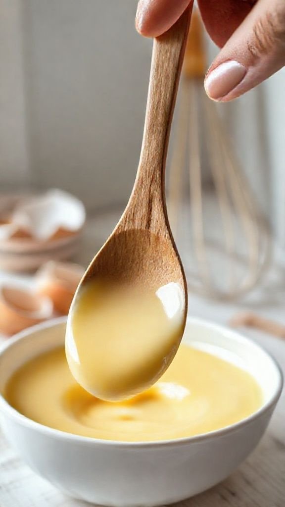 Unlock The Secret To Perfectly Creamy Coffee Ice Cream 9 Action shot of dark Kahlua liqueur being drizzled from a spoon into a chilled, creamy coffee ice cream base in a glass bowl.