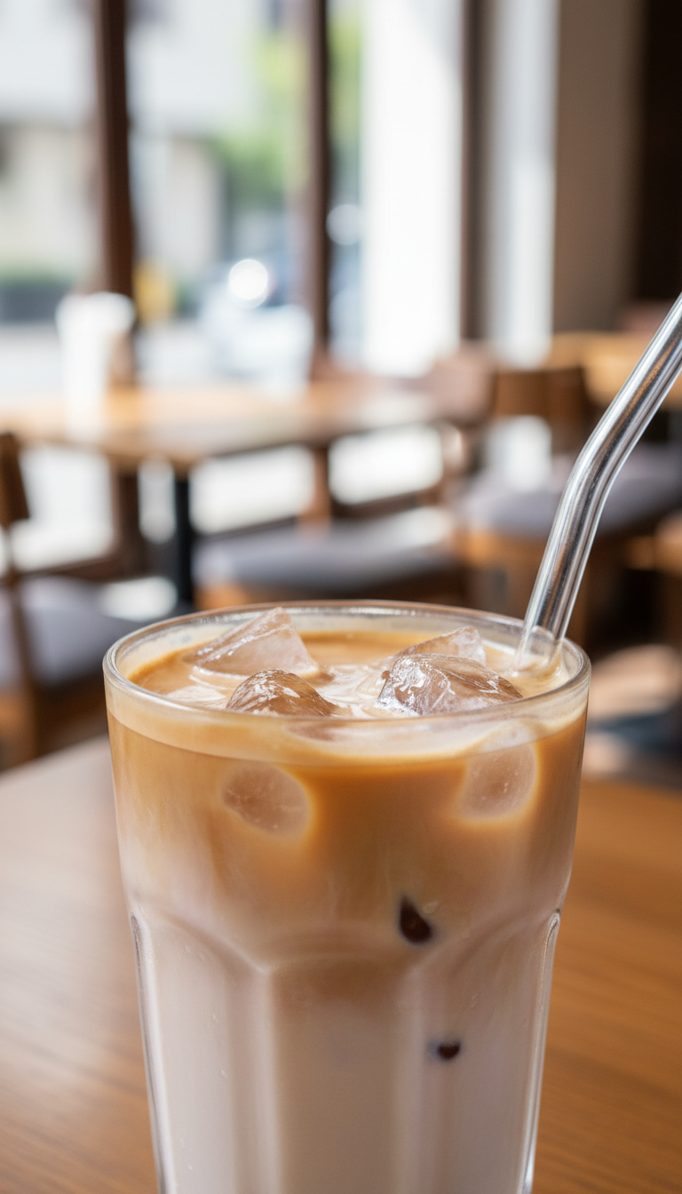 Dunkin Blueberry Iced Coffee Order: 7 Viral Recipes to Try 5 Classic creamy light brown iced coffee with a subtle purple hue in a clear glass, a refreshing, elegant beverage.