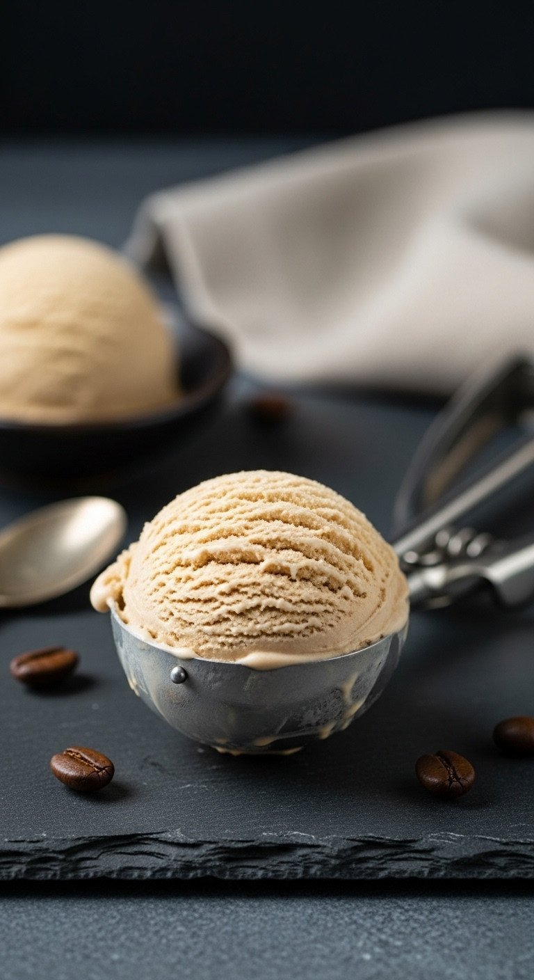Unlock The Secret To Perfectly Creamy Coffee Ice Cream 5 Close-up of a wooden spoon coated in thick, pale yellow custard with a clean line drawn by a finger to test its thickness.