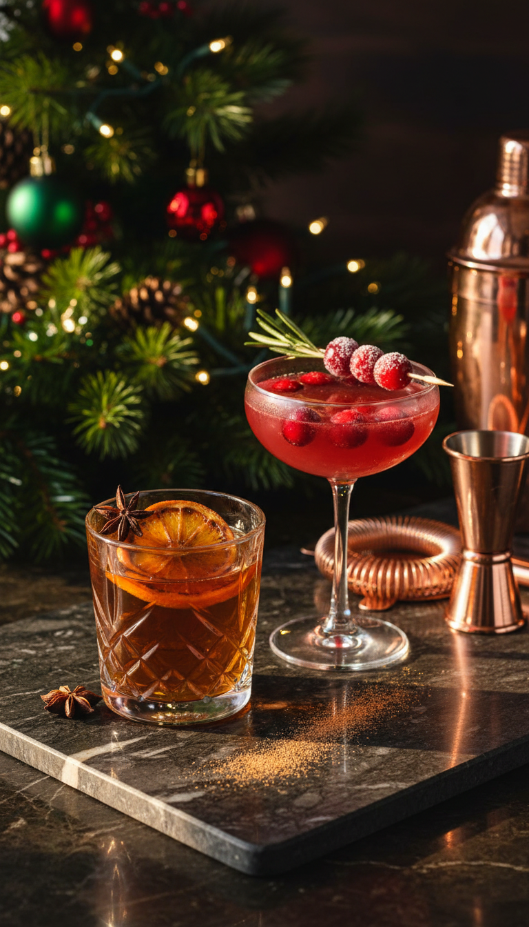 Best Homemade Gingerbread Coffee Syrup: Starbucks Copycat 11 Elegant gingerbread syrup holiday cocktails in sophisticated glassware, garnished with orange slices and sugared cranberries.