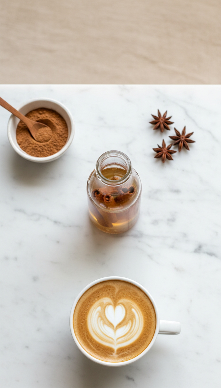 Homemade Sugar Free Coffee Syrup: 5 Easy & Healthy Recipes 4 Homemade sugar-free cinnamon dolce syrup in a glass dispenser with cinnamon sticks, ground cinnamon, and star anise.