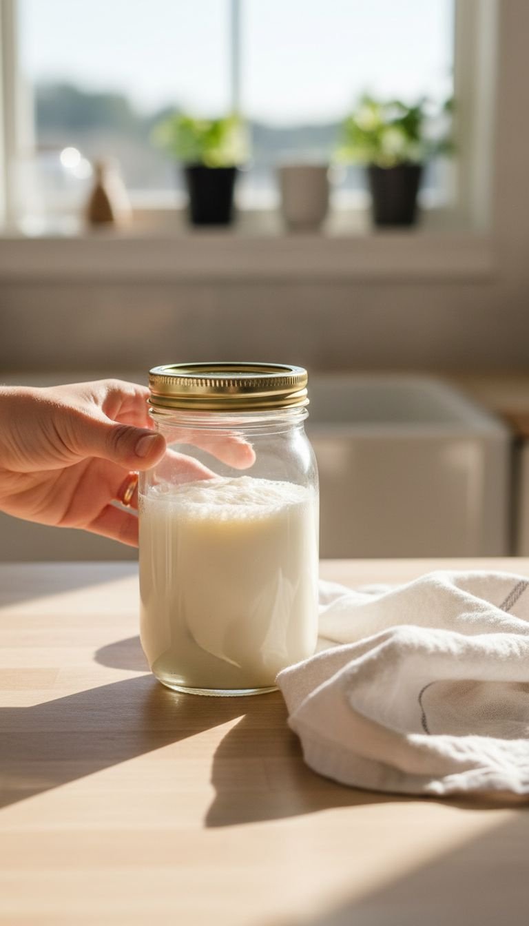 How To Make Mocha At Home Like A Barista No Machine 9 Macro photo of fingers sprinkling flaky sea salt into a small white bowl of dark chocolate sauce on a gray slate surface.
