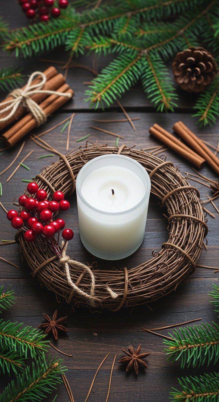 11 Cozy Rustic Christmas Coffee Table Decor Ideas 13 Rustic Christmas decor: large rattan basket with cable-knit throws, plaid pillows, cedar branches, wooden beads. Cozy setting.