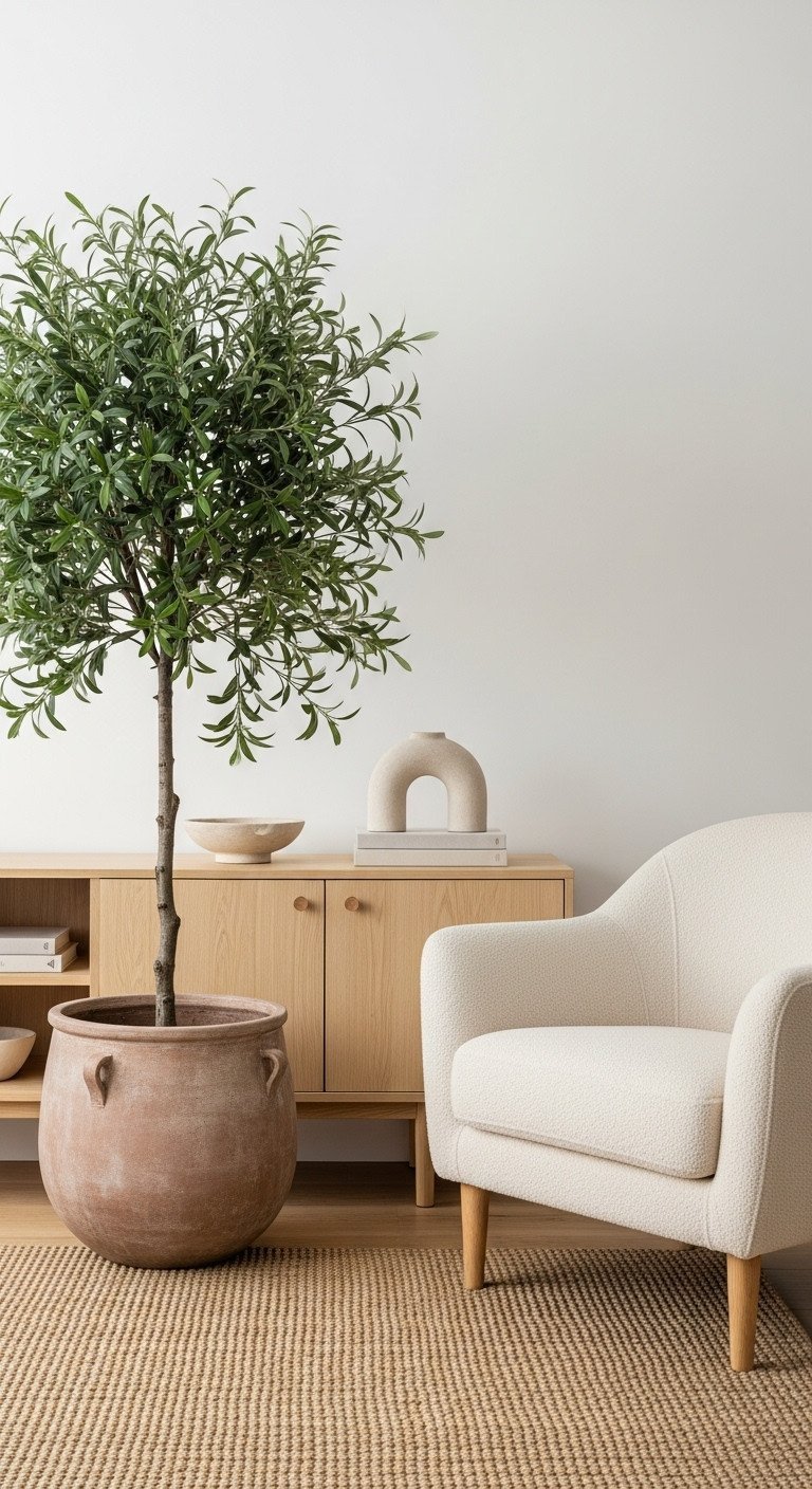 9 Genius Neutral Living Room Decor Ideas To Never Be Boring 5 Scandinavian living room: large fiddle leaf fig in terracotta planter, light wood console, cream armchair. Fresh greens, natural woods.