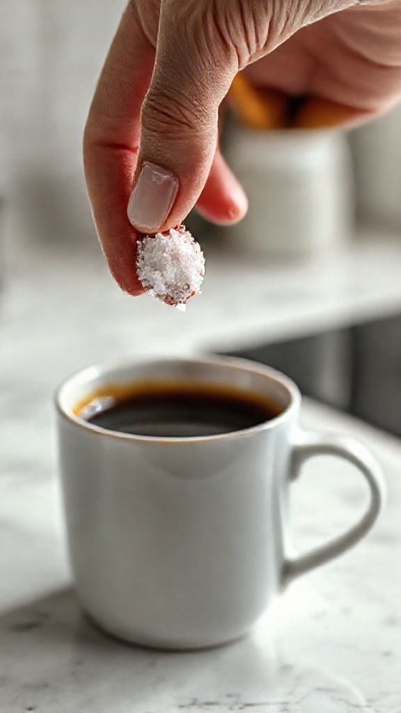 Steam gently rises from the spout of a sleek, stainless steel gooseneck kettle on a light wood kitchen countertop.