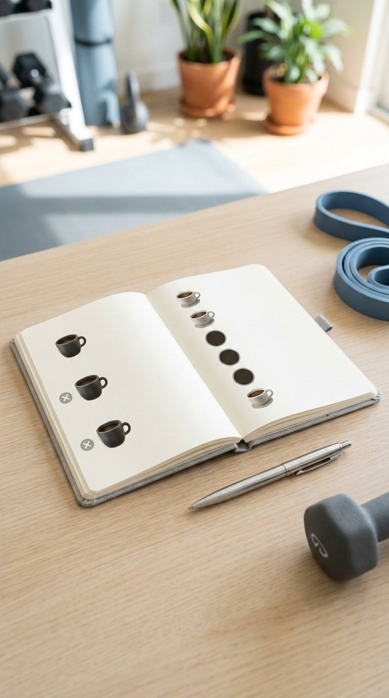 Calendar showing caffeine cycling pattern with coffee and no coffee days for gym