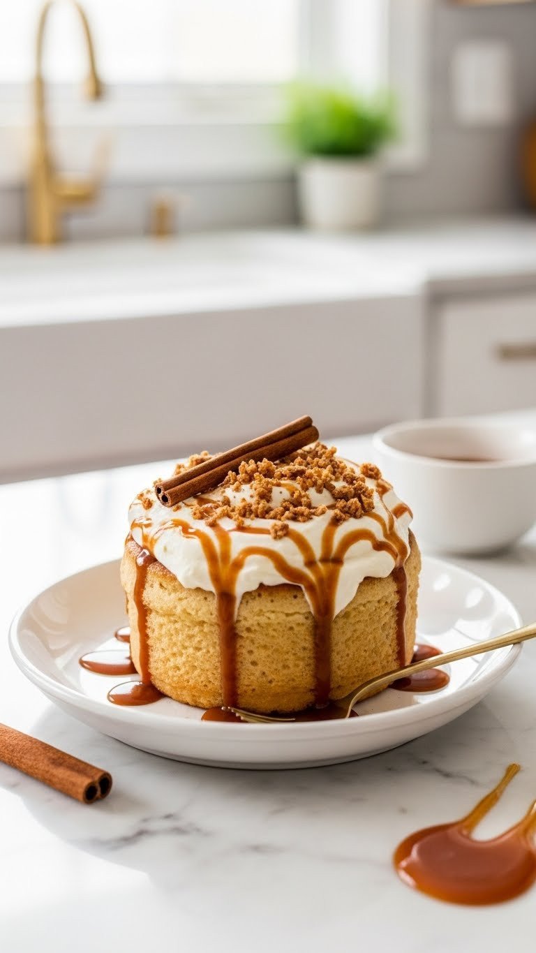 7 Arbonne Protein Coffee Recipes That Actually Taste Good 3 Cinnamon roll protein iced coffee in a glass on a marble countertop