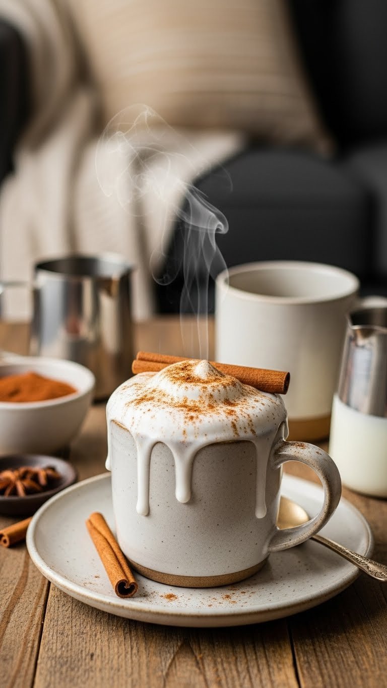 5 Simple Ghost Protein Coffee Recipes You Have to Try 5 Cozy cinnamon roll protein latte in a ceramic mug on rustic wooden table