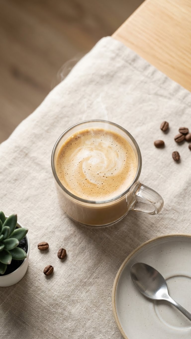 Sugar Free Protein Coffee: Ultimate Guide to Recipes & Brands 5 Creamy dairy-free sugar-free protein coffee with a delicate cream swirl and gentle steam in a minimalist mug.