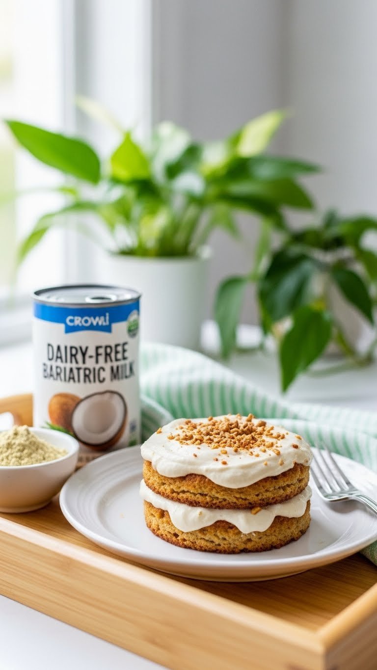 13 Bariatric Protein Coffee Recipes That Taste Amazing 11 Dairy free vegan bariatric coffee in a glass on a light wood tray