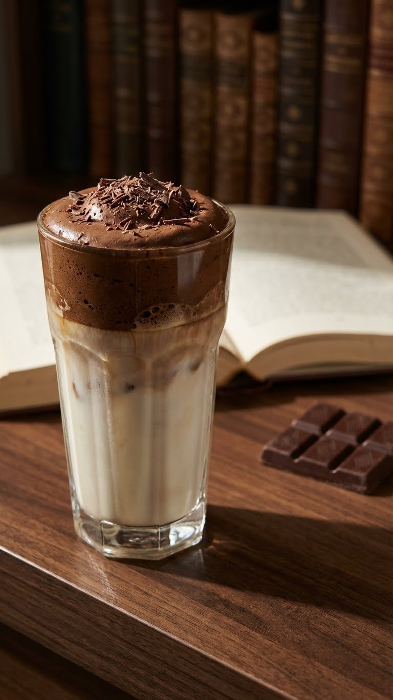 Healthy Whipped Coffee Recipe Complete Sugar Free Guide 9 Decadent healthy mocha whipped coffee with chocolate-infused foam and dark chocolate shavings on dark wood