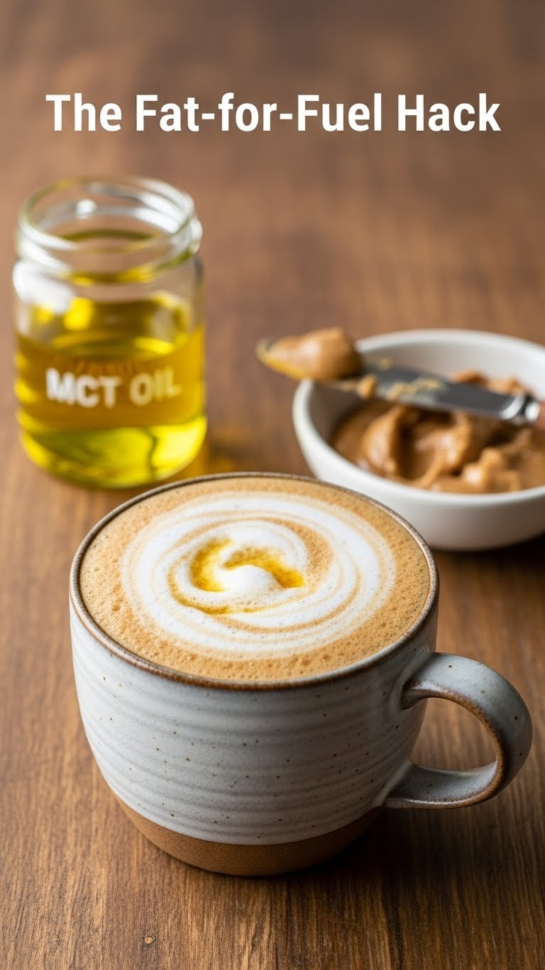 Genius Protein Coffee Meal Replacement Hacks You Need 3 Fat for fuel hack protein coffee in a mug on rustic wooden table