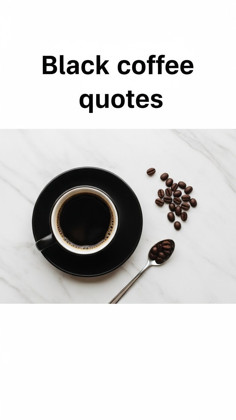 Minimal flat lay of aesthetic black coffee cup with coffee beans on pristine white marble background