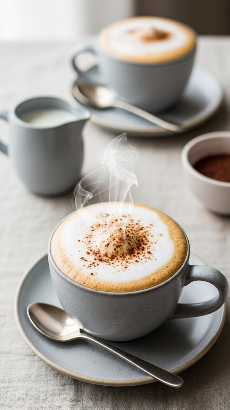 7 Best Orgain Protein Coffee Recipes To Boost Your Day 10 Rich and frothy hot protein coffee in a ceramic mug on linen tablecloth