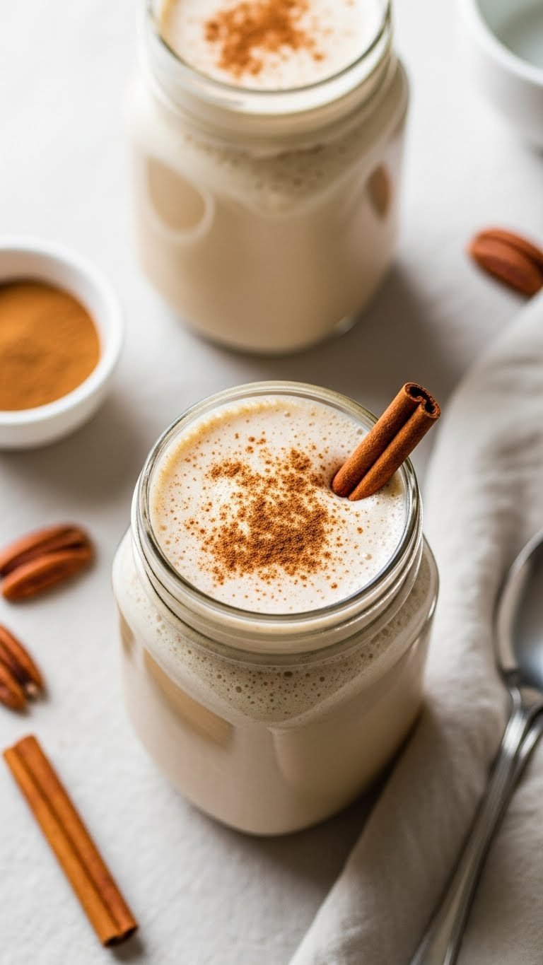 Creamy Low Carb Protein Coffee Recipe For Weight Loss 4 Salted caramel macchiato in a clear glass mug with distinct layers, caramel drizzle, sea salt, and a gold stirring rod