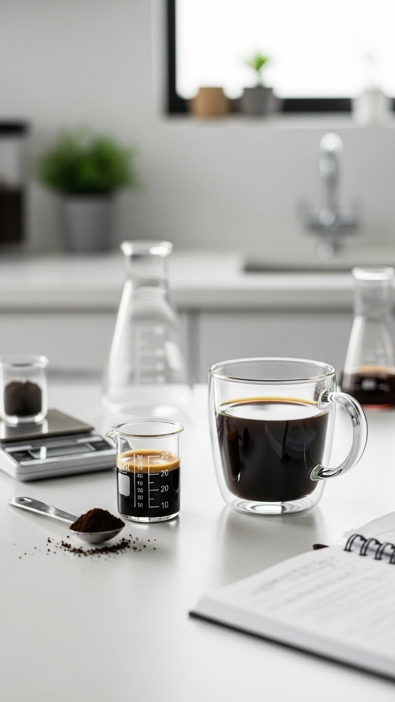 Scientific comparison of coffee grounds, espresso shot, and black coffee for caffeine content analysis