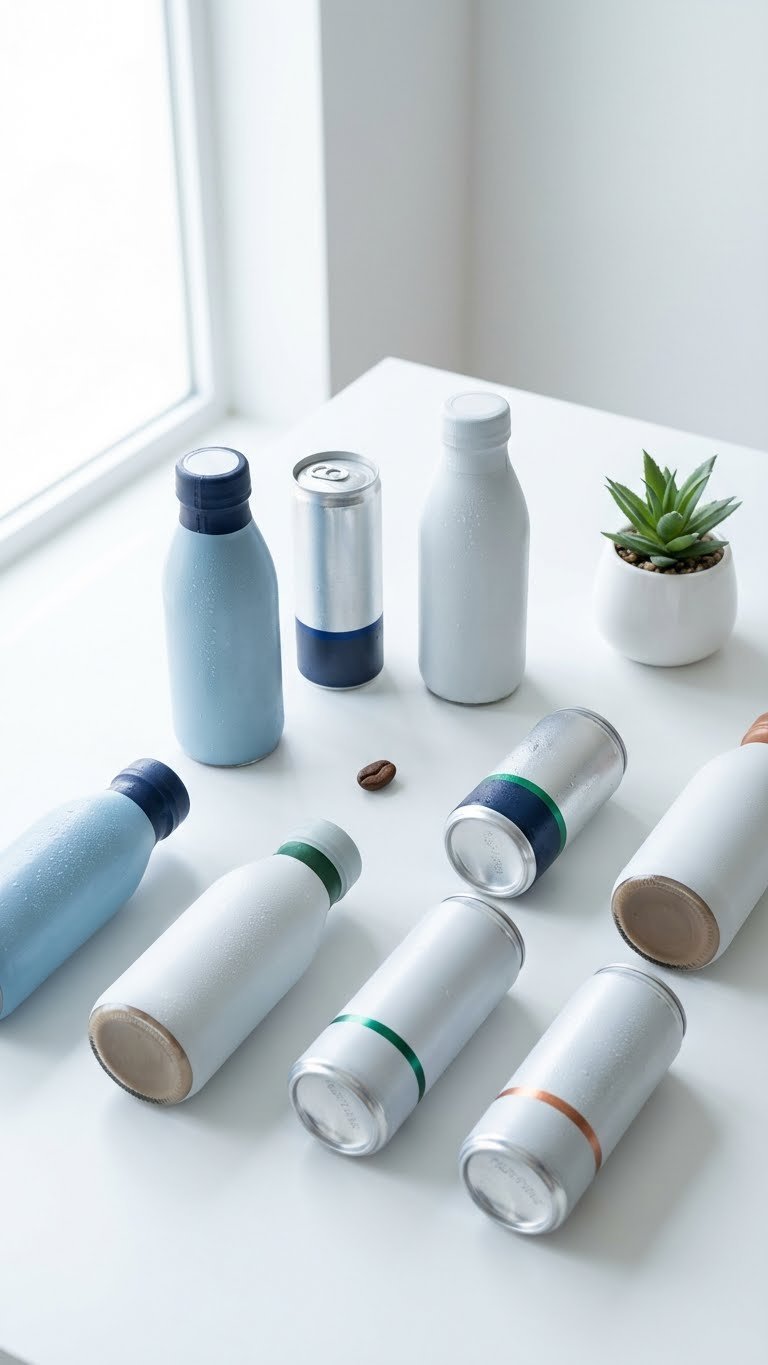 Sugar Free Protein Coffee: Ultimate Guide to Recipes & Brands 7 Selection of sleek ready-to-drink sugar-free protein coffee bottles and cans with condensation on a white background.