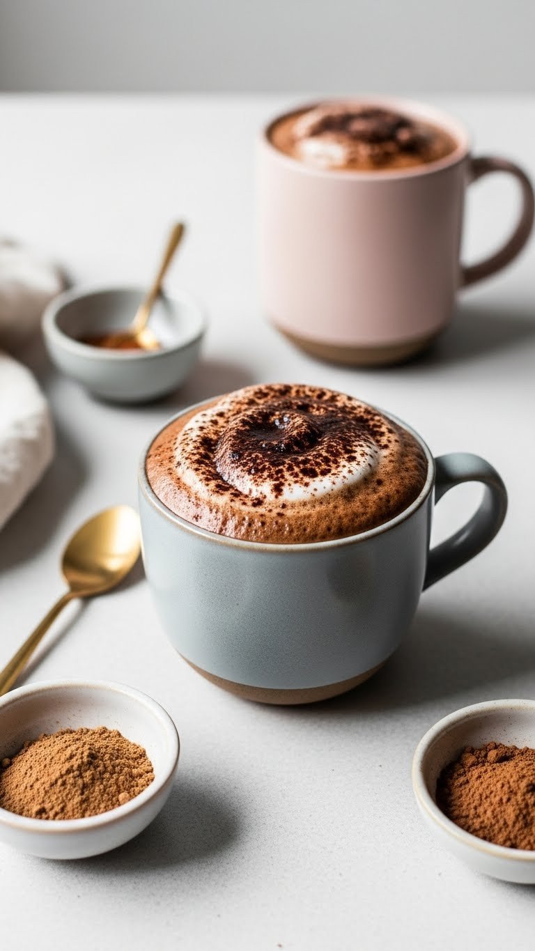 Genius Protein Coffee Meal Replacement Hacks You Need 7 Superfood nootropic hack protein coffee in a mug on minimalist backdrop