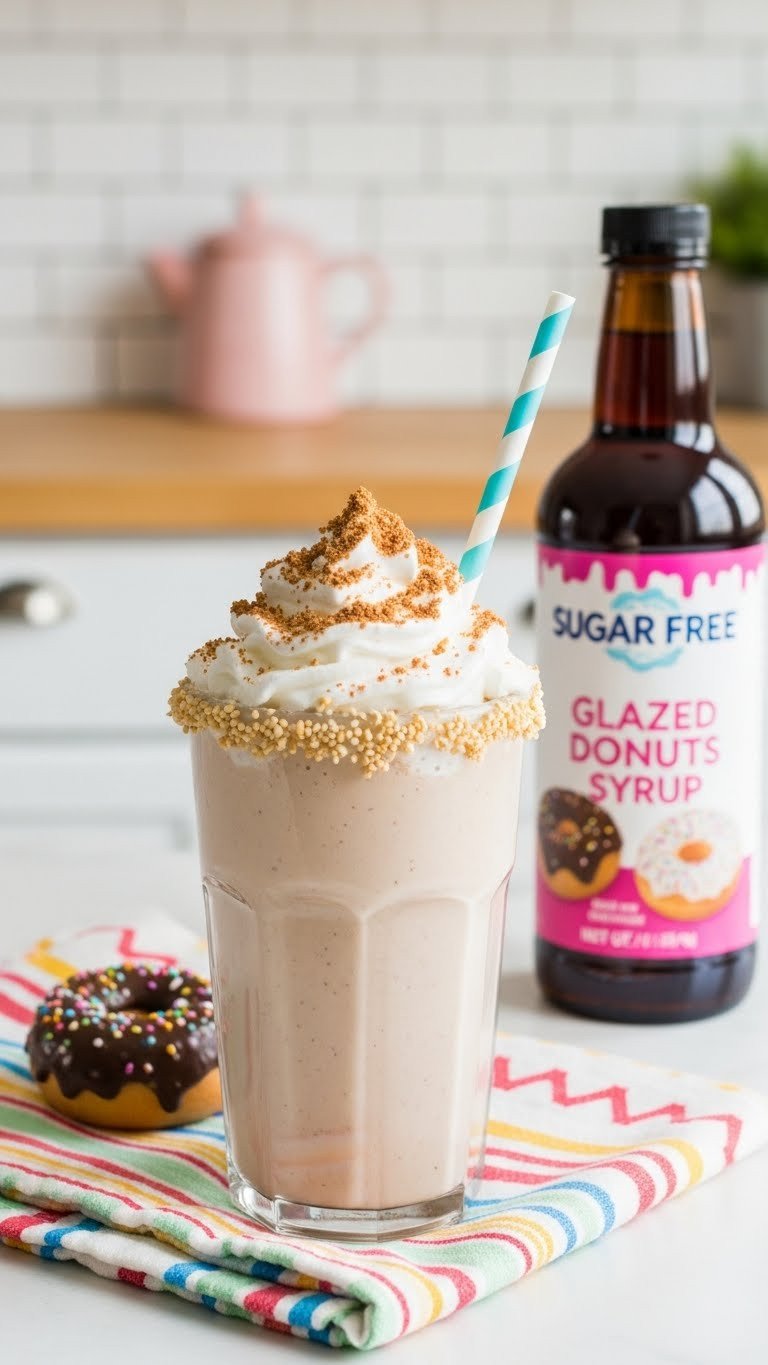 13 Bariatric Protein Coffee Recipes That Taste Amazing 17 Tastes like a treat coffee and donuts shake in a glass on a colorful towel