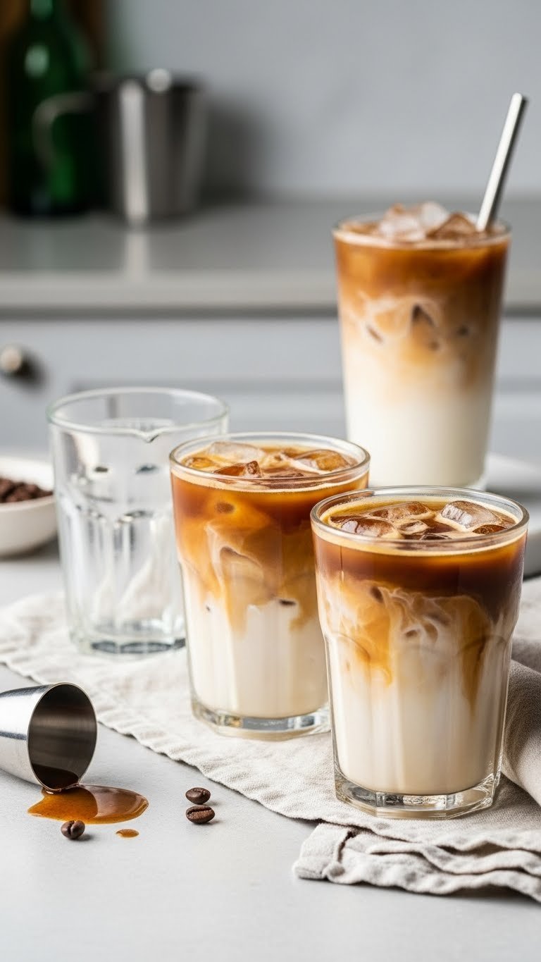 Three glasses of Thai iced coffee showing common mistakes including watery, separated, and bland versions