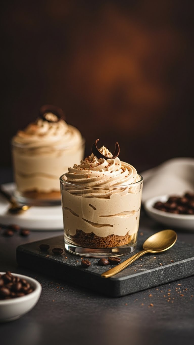 Ultimate Whipped Coffee Dessert: 5 Proven Recipes 7 Whipped coffee mousse in elegant ramekin with dark chocolate garnish on rustic wooden board