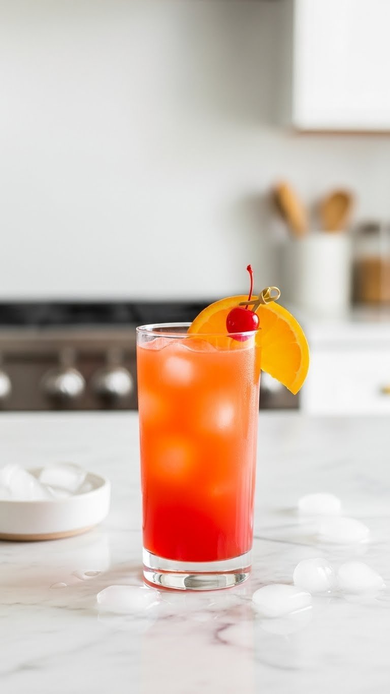 Zombie Drink Ideas: 7 Ultimate Recipes for Any Party 2 Easy zombie cocktail in sleek modern glass with orange slice garnish on white marble countertop in minimalist kitchen setting