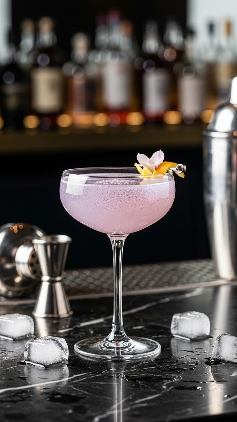 Elegant adult unicorn glitter cocktail in a sophisticated coupe glass with edible glitter swirl.