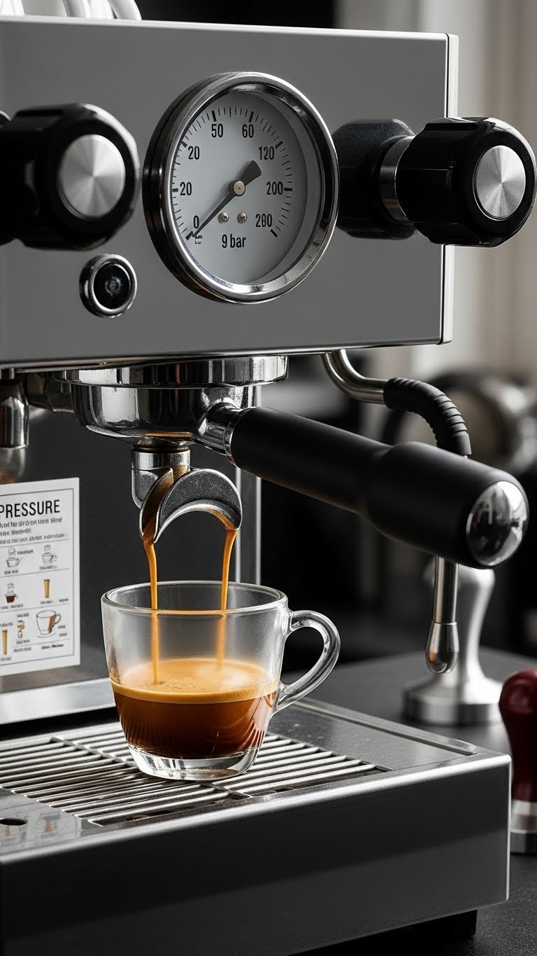 Coffee Bar Espresso Machines: Your Definitive Guide to Perfect Shots 11 Espresso machine with illuminated pressure gauge showing ideal extraction pressure with golden crema