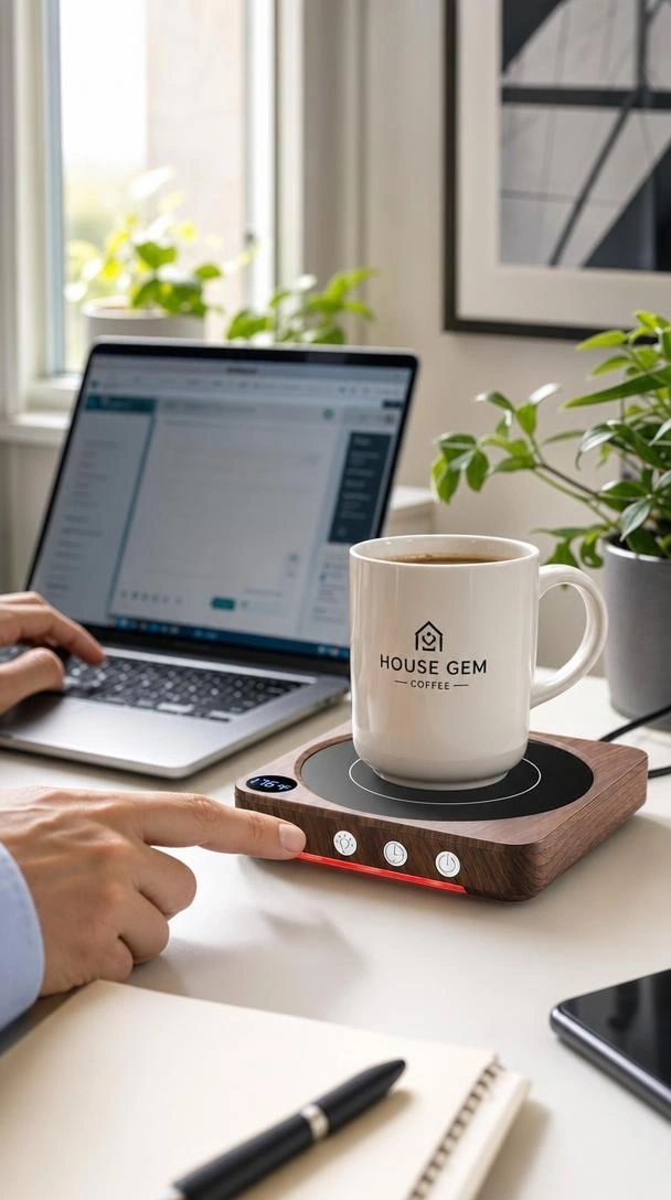 House Gem Coffee Mug Warmer tested on a home office desk